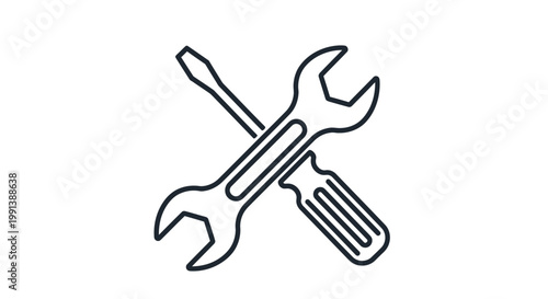 Crossed wrench and screwdriver tools.