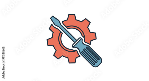 Screwdriver and gear icon symbol.