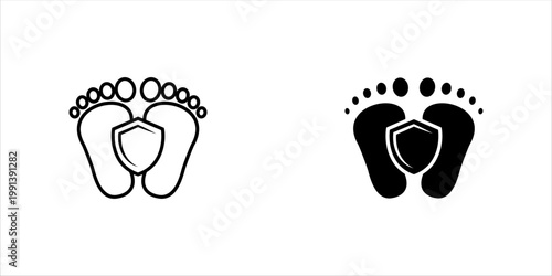 Footprint with Shield Icon set, Protection, Safety, and Health Care Symbol Design, for mobile concept and web design. vector illustration
