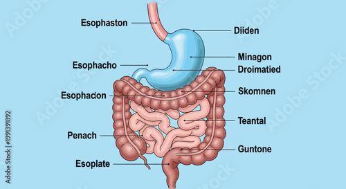 Detailed Diagram of Human Digestive System Anatomy.