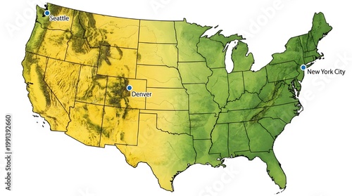 United States Map Color Gradient Illustration.