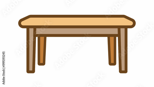 A simple illustration of a wooden dining table with four legs and a flat top, perfect for home decor and interior design concepts