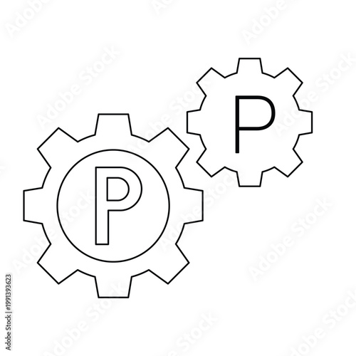 Gears with point icon Mechanical reward system and loyalty program automation concept Vector.Editable stroke, Vector illustration, Line art Icon, Symbols.