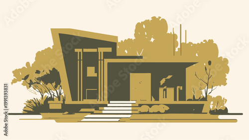 Modern Architecture Home Design with Greenery and Scenic Outdoor View