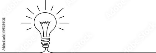 Abstract light bulb illustration in continuous line art style, perfect for modern and creative projects
