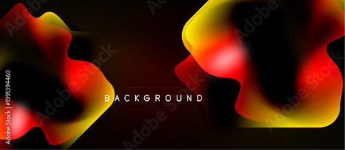 Abstract fluid shapes, vibrant colors, dark background. Dynamic composition creates modern visual impact. Text reads background.