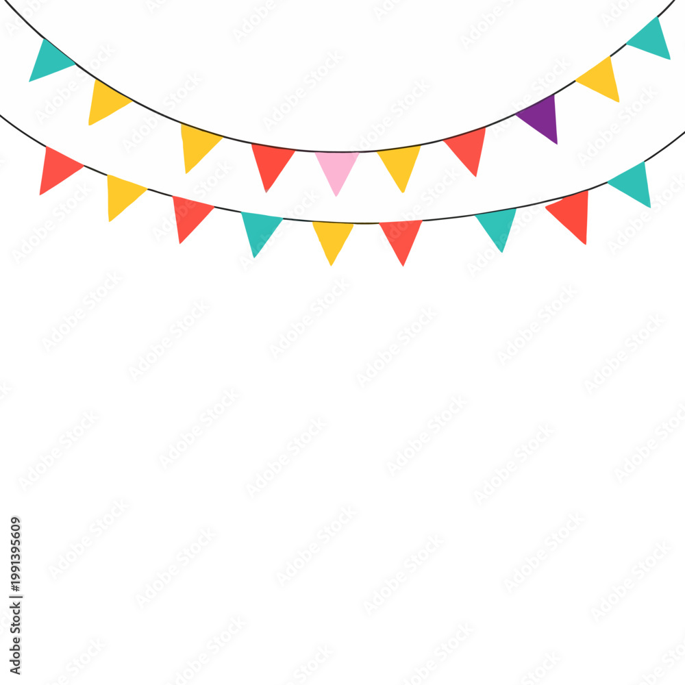 Obraz premium Colorful triangular bunting flags on strings