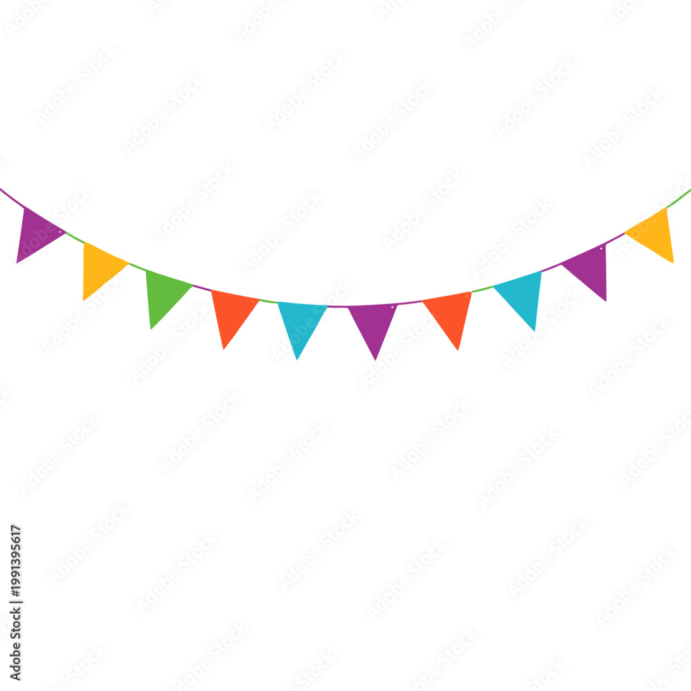 Fototapeta premium Colorful party bunting flags on a string