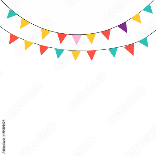 Colorful triangular bunting flags on strings