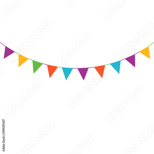Colorful party bunting flags on a string
