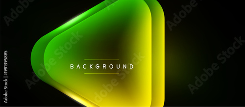 Abstract vibrant shape, gradient colors, yellow to green. Text reads background centered within design. Dark backdrop provides contrast.