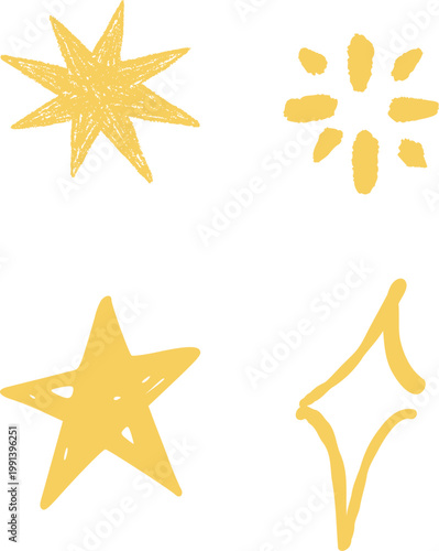 Star icon set sketch hand drawn line brush icon set collection group minimalist doodle symbol outline graphic element isolated vector design decorative celestial shape simple artistic mark.