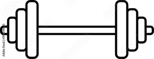 Minimal dumbbell line icon, weight lifting equipment for gym fitness strength training workout, clean outline vector illustration isolated design