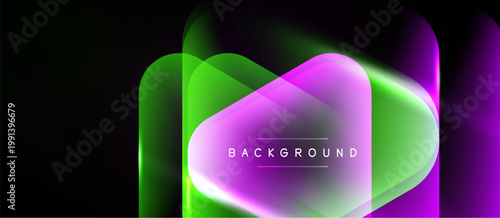 Abstract vibrant layers overlap, creating luminous effect. Dark background emphasizes bright colors, modern design element.