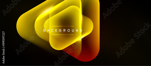 Abstract golden layers create dynamic visual effect. Bright gradients, smooth shapes, dark background provide contrast. Modern design element.