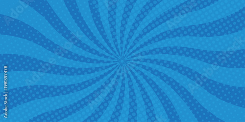 Vector sunburst pattern blue halftone design. Vintage paper sunrays illustration. sun beam vector banner design comic burst wallpaper.