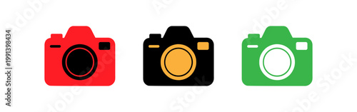 Colorful camera icons set