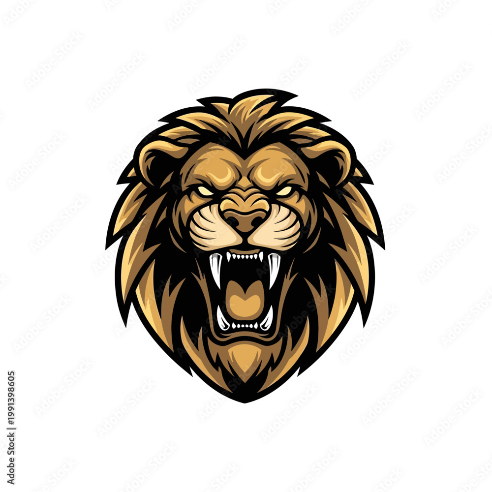Obraz premium Fierce Lion Head Roaring Aggressively.