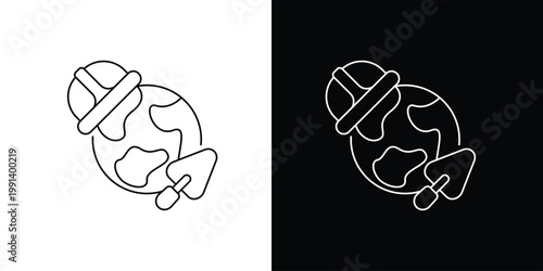 Earth construction and engineering icon Illustrating global development, environmental planning, and sustainable building projects