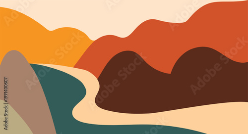 Bild auf Leinwand abstract minimal nature mountain landscape