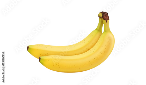 Two ripe bananas on a white background a still life composition