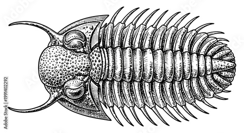 Ancient trilobite fossil with distinctive spines and antennae