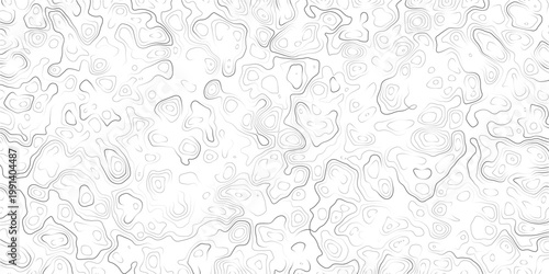 Abstract topographic map pattern with wavy lines and contours on white background_1
