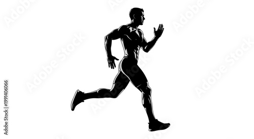 Running man silhouette isolated on white concept exercise fitness athleticism