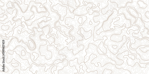 Brown abstract topographic map contour lines on white background