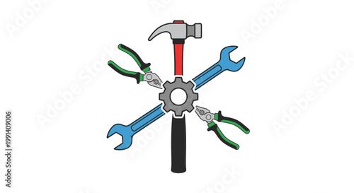 Tools hardware equipment icon set.