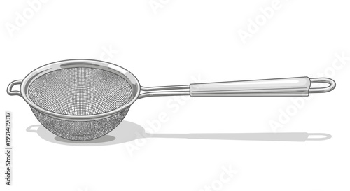 Stainless Steel Kitchen Strainer Isolated on White Background