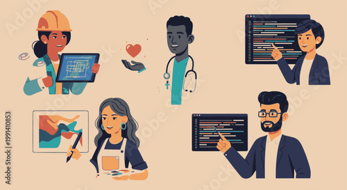 Modern Inclusion and Workplace Diversity Character Design Vector Illustration Collection.