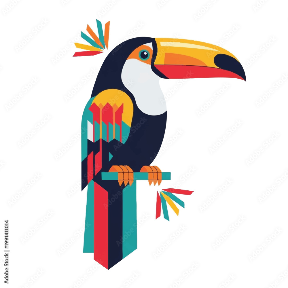 Fototapeta premium Colorful Toucan Bird Perched on a Branch.