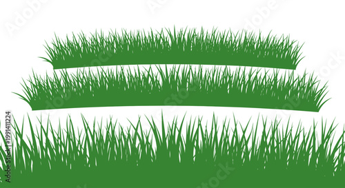 Green grass blades in three layers.