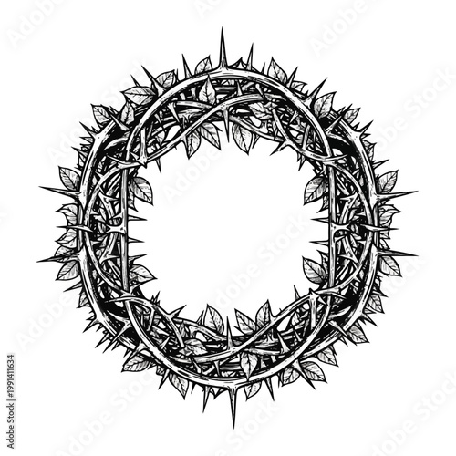 Crown of Thorns Illustration Religious Symbol.