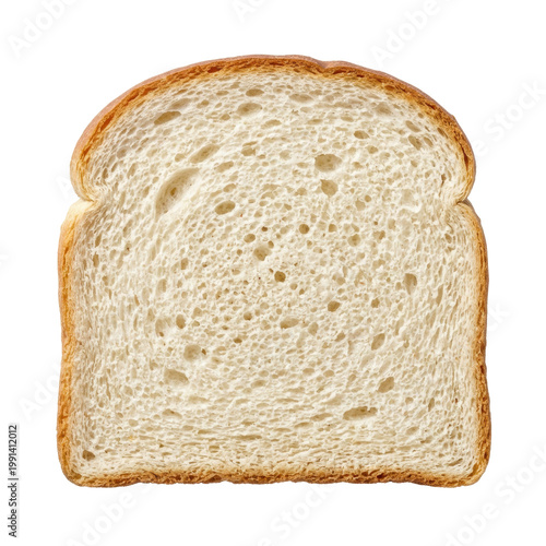 Wallpaper Mural Single slice of white bread with a golden brown crust, showing a soft, porous crumb texture, isolated on transparent background Torontodigital.ca