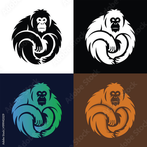 simple orangutan logo, monkey
