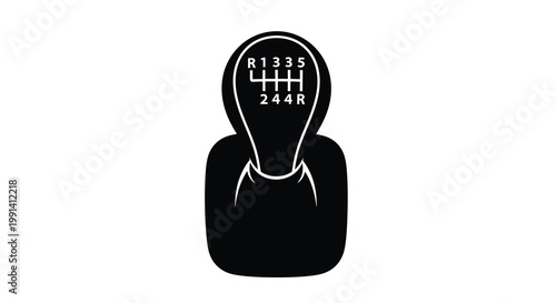 Black and white illustration of a manual transmission gear shift knob