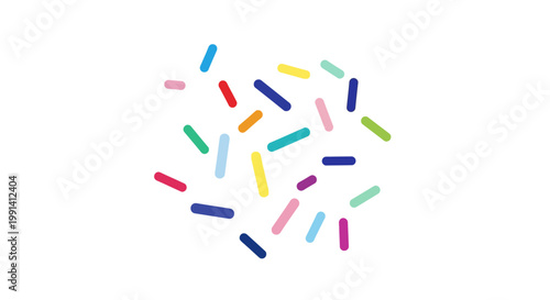 Colorful sprinkles on white background.