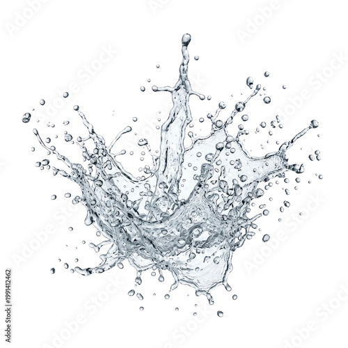 Wallpaper Mural Dynamic water splash explosion frozen in time, liquid droplets scattering outwards, isolated on transparent background, representing refreshment and energy Torontodigital.ca