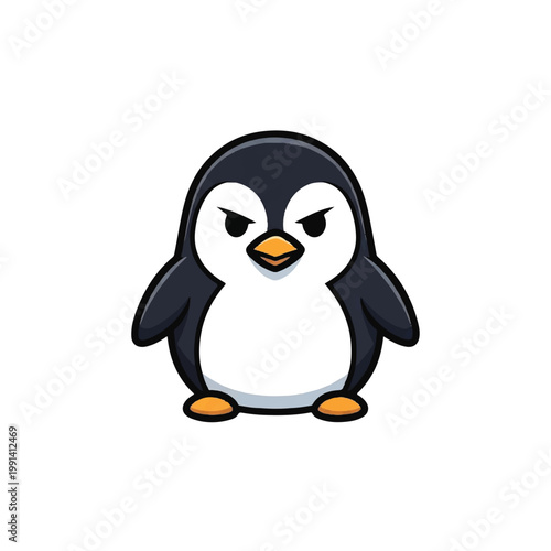 Cute cartoon penguin with an angry expression.