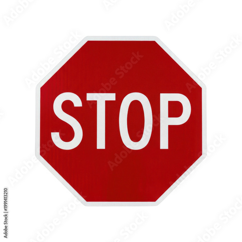 Wallpaper Mural Isolated red stop sign, octagonal shape, white border, white text STOP, traffic control symbol, warning safety regulation Torontodigital.ca