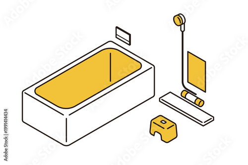 バスルームのシンプルなアイソメトリックイラスト