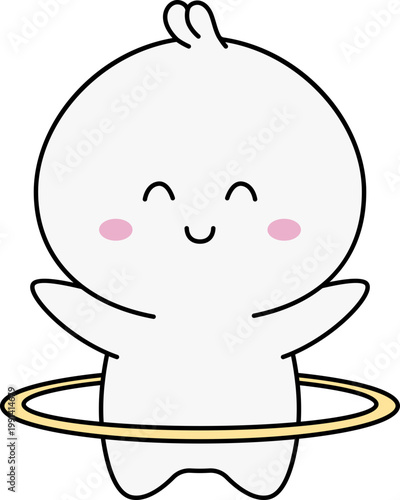 Karakter Kawaii Bermain Hula Hoop Lucu