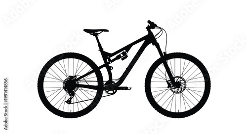 Silhouette of a modern mountain bike against a white background