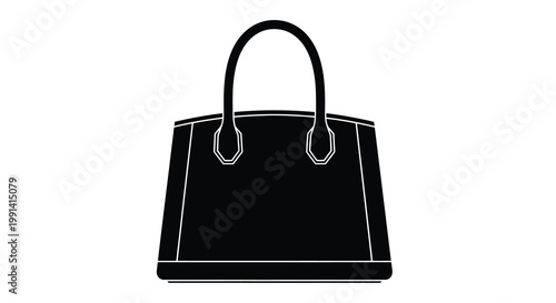 Minimalist black handbag illustration with a single handle and structured shape