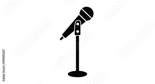 Simple black silhouette of a microphone on a stand