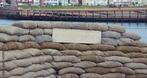 Shot of a War Memorial set up as a World War One trench. At Shoreham Fort