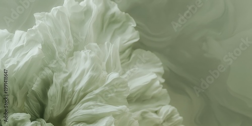 Wallpaper Mural Generative AI, Soft Pale Green Floral Ruffled Texture Background Torontodigital.ca
