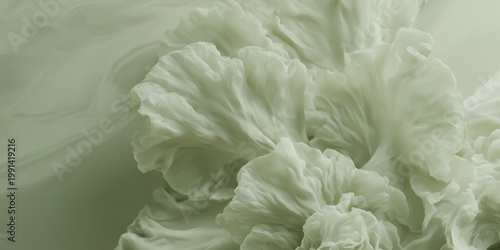 Wallpaper Mural Generative AI, Soft Pale Green Floral Ruffled Texture Background Torontodigital.ca